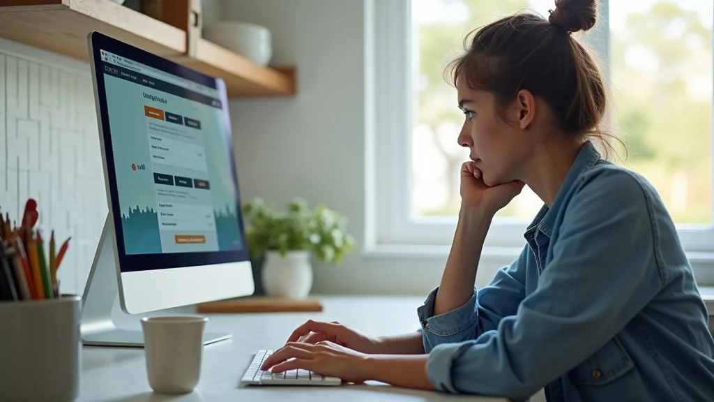 Parent carefully planning a trip for an affordable Michigan family vacation by checking travel sites for hidden fees and best deals.